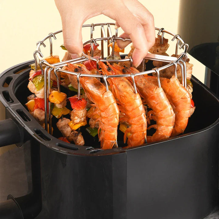 Stainless Steel Air Fryer Kebab Rack Vertical Hanging Skewer Grill | Bowlift