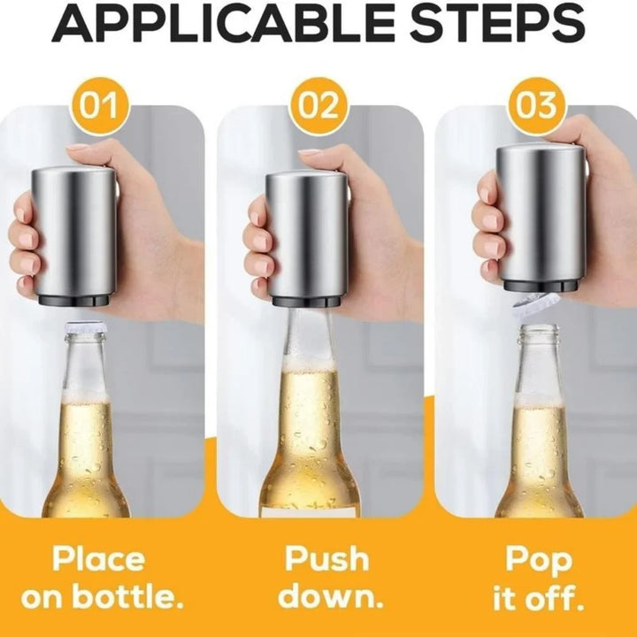 Stainless Steel Automatic Beer Bottle Opener Wine Cap Opener | Bowlift