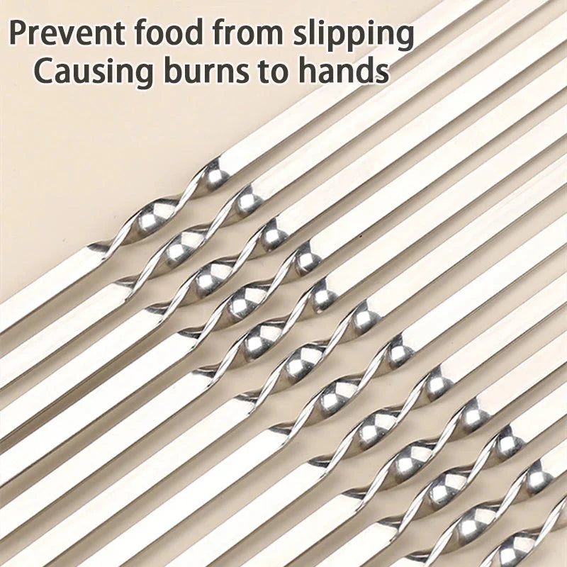 Stainless Steel Barbecue Skewer Reusable BBQ Skewers Iron Stick | Bowlift