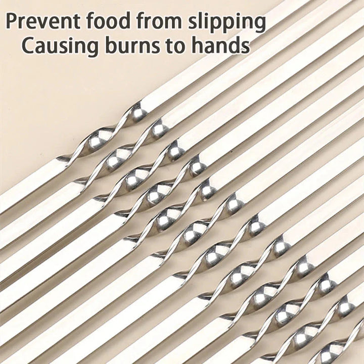 Stainless Steel Barbecue Skewer Reusable BBQ Skewers Iron Stick | Bowlift