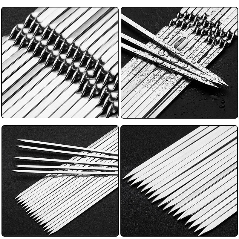 Stainless Steel Barbecue Skewer Reusable BBQ Skewers Iron Stick | Bowlift