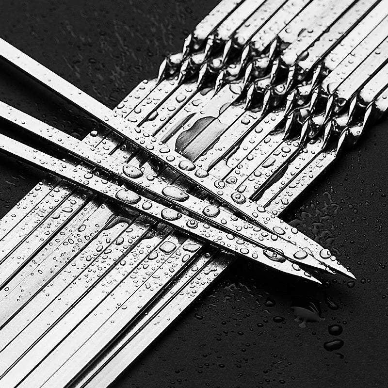 Stainless Steel Barbecue Skewer Reusable BBQ Skewers Iron Stick | Bowlift