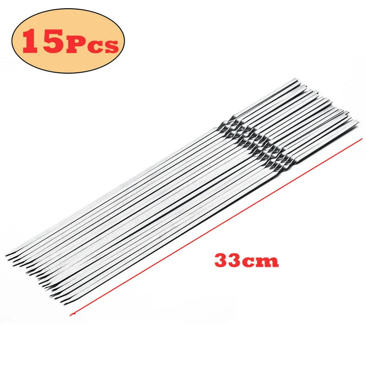 Stainless Steel Barbecue Skewer Reusable BBQ Skewers Iron Stick | Bowlift
