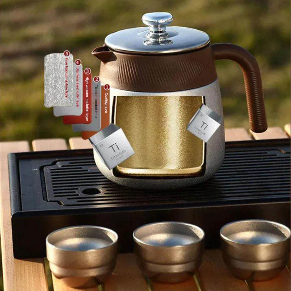 Stainless Steel Covered Stew Teapot with Titanium-Coated Inner Thermos | Bowlift