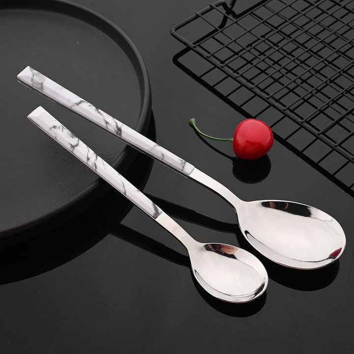 Stainless Steel Cutlery Set Imitation Marble Handle Tableware | Bowlift