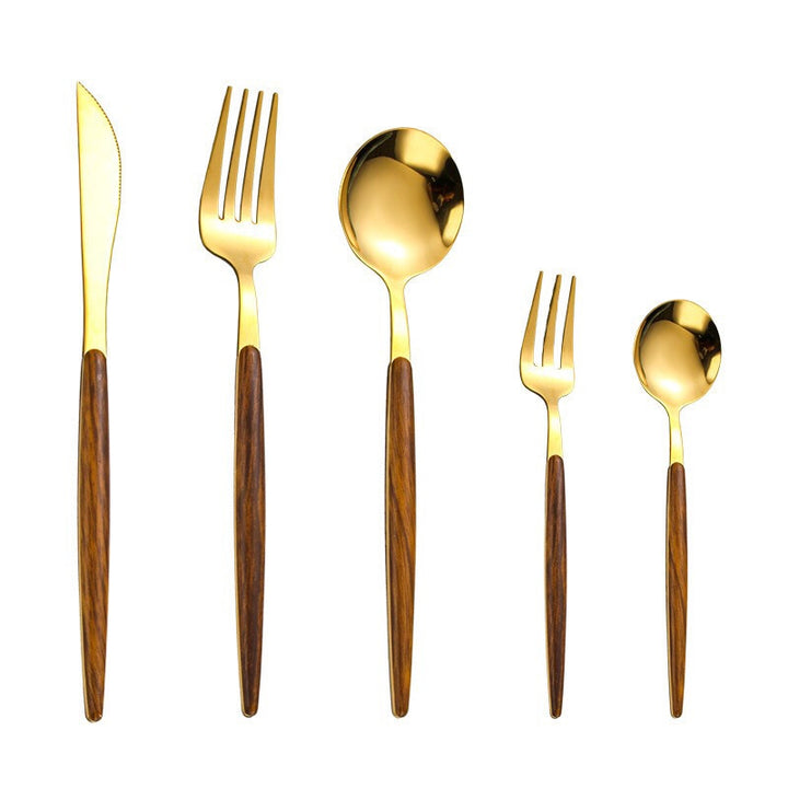 BowLift | Stainless Steel Cutlery Set with Wooden Handle - WoodCraft