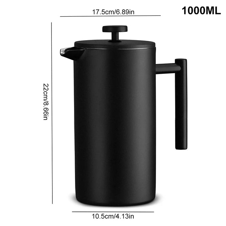 Stainless Steel French Press Double Wall Insulated Coffee Tea Maker | Bowlift