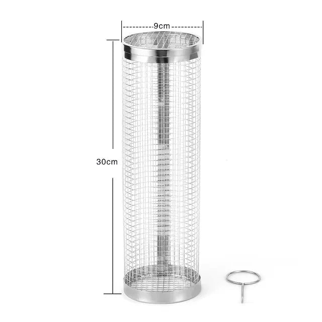 Stainless Steel Grill Basket Portable Barbecue Cage Rolling Grilling Basket | Bowlift
