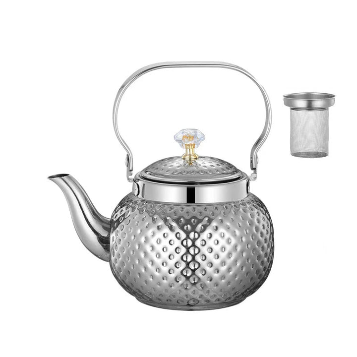 Stainless Steel Kettle Hammered Spherical Tea Pot with Strainer Tea Kettles | Bowlift