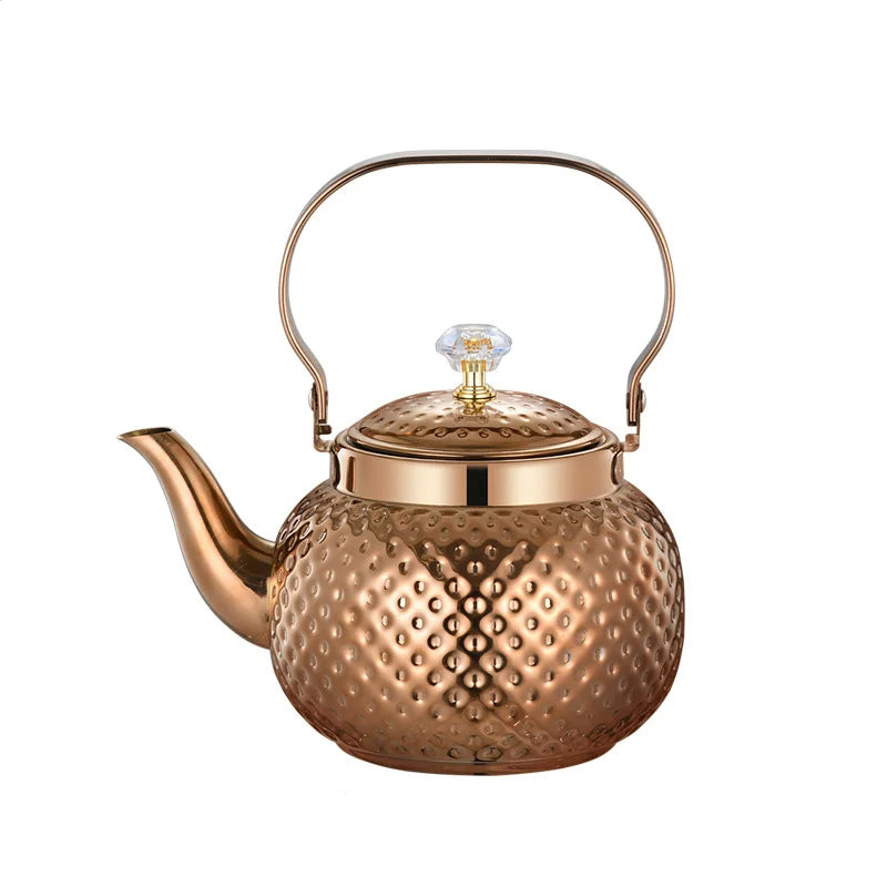 Stainless Steel Kettle Hammered Spherical Tea Pot with Strainer Tea Kettles | Bowlift