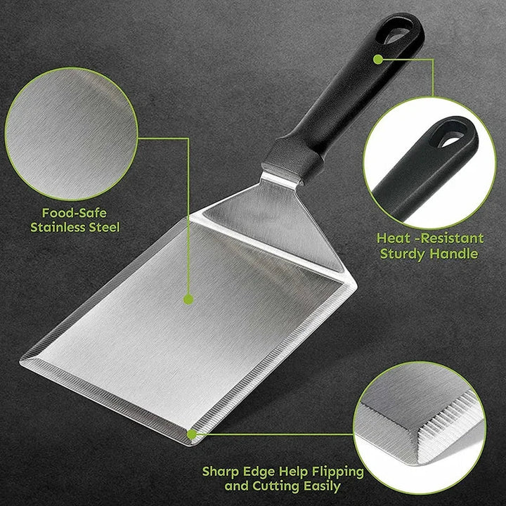 Stainless Steel Large Grill Spatula with Cutting Edges Tool for BBQ | Bowlift