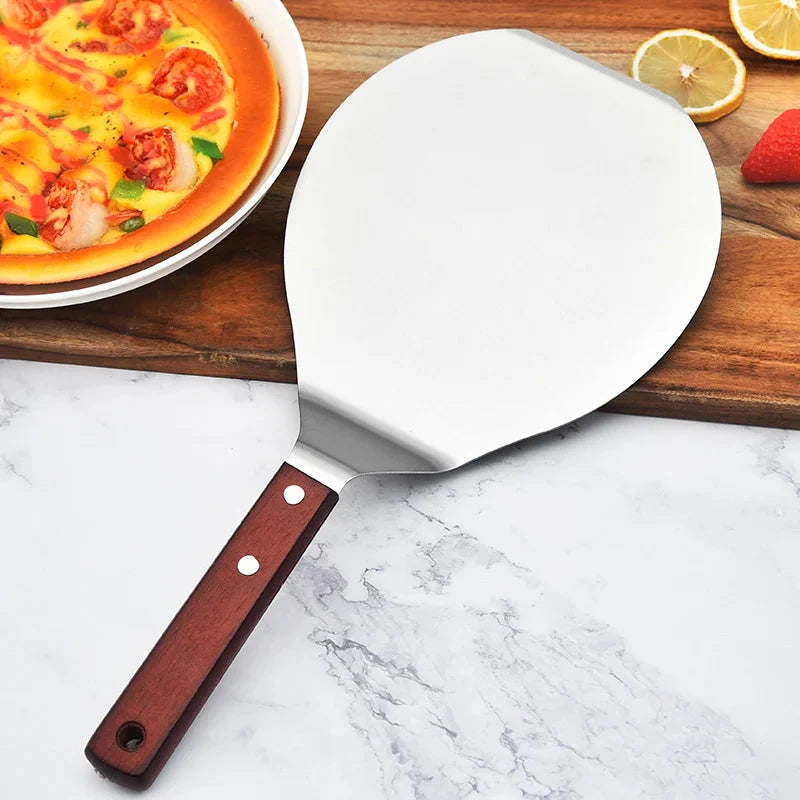 Stainless Steel Pizza Shovels with Wood Handle Round Pizza Shovel | Bowlift