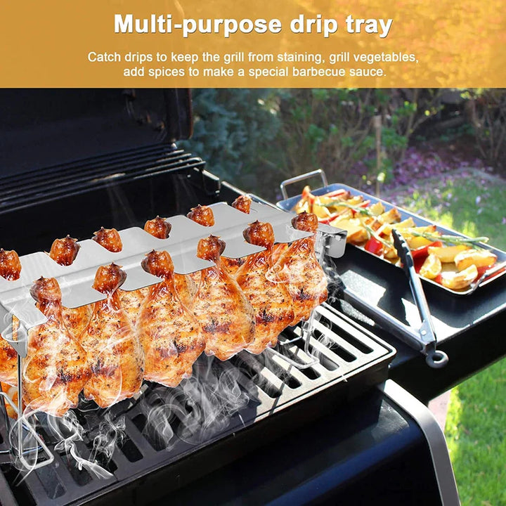 Stainless Steel Roasting and Grill Rack Stand BBQ Accessories | Bowlift