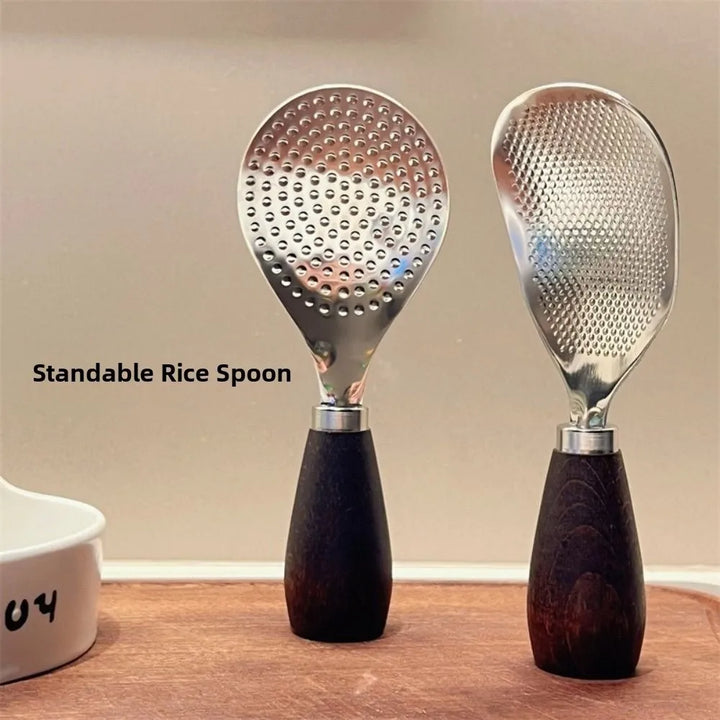 Stainless Steel Vertical Rice Shovel Spatula Wooden Handle Rice Spoon | Bowlift