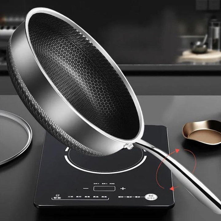 BowLift | FERROFLAME – Stainless Steel Frying Pan with Honeycomb Heat Distribution