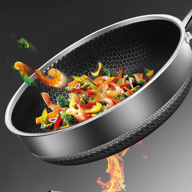 BowLift | FERROFLAME – Stainless Steel Frying Pan with Honeycomb Heat Distribution