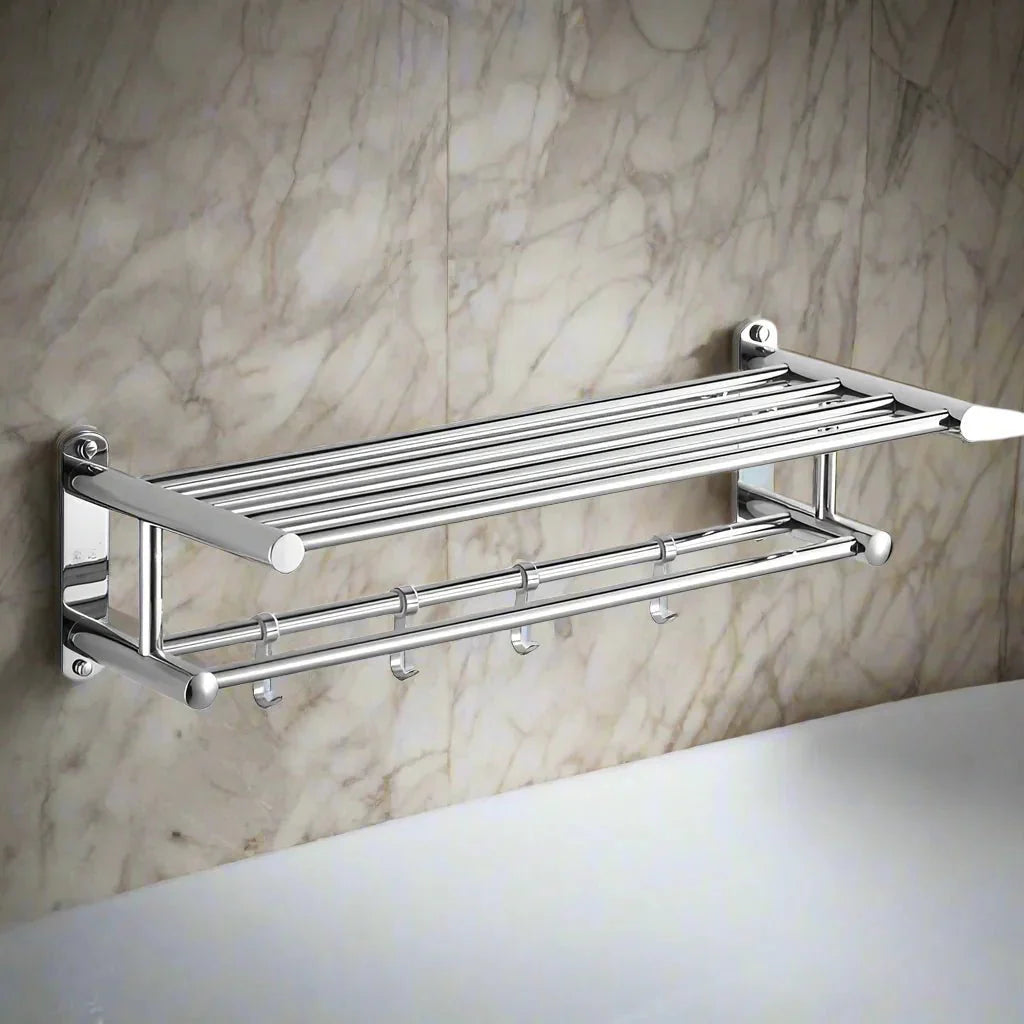 BowLift | SteelRack Stainless Steel Towel Holder – Space-Saving Wall Rack with Modern Minimalist Design for Bathroom and Kitchen