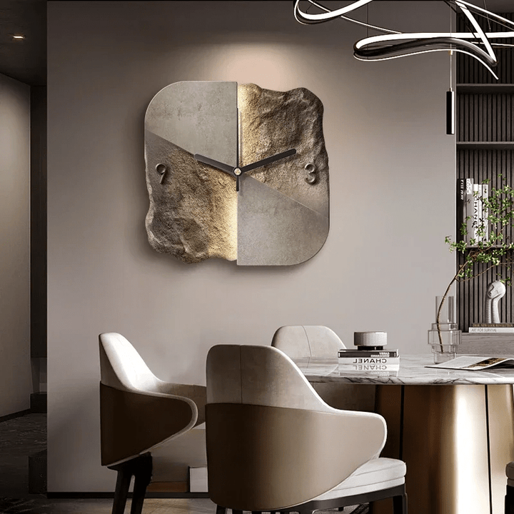 BowLift | StoneAura – Modern Sandstone-Effect Wall Clock with Silent Quartz