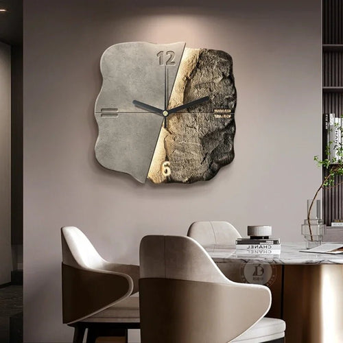 BowLift | StoneAura – Modern Sandstone-Effect Wall Clock with Silent Quartz