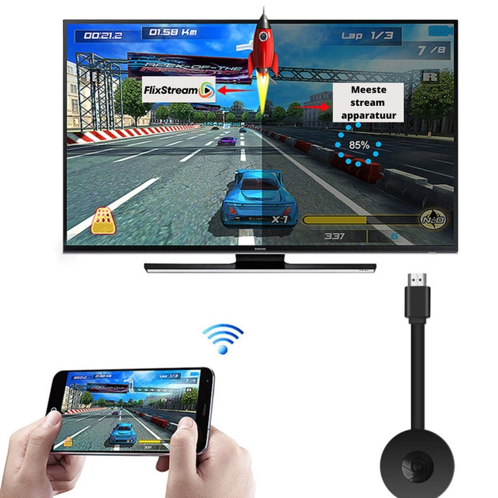BowLift | Wireless HDMI Streamer VisionCast One | Full HD 1080P | Wireless & Plug-and-Play | For Movies, Presentations & Gaming