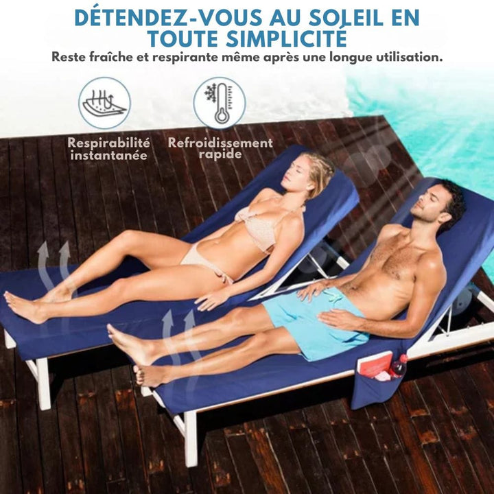 BowLift | Sunlounge Towel – Non-Slip Lounger Cover with Side Pockets