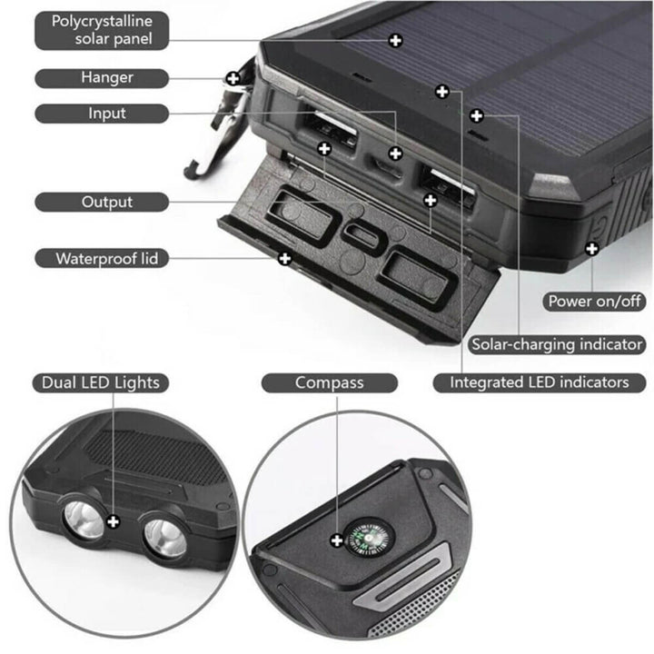 BowLift | SUNVAULT MAX – Waterproof Solar Power Bank with 30000mAh Capacity