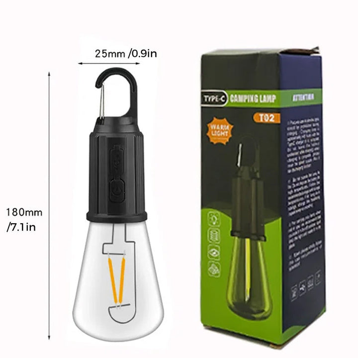 BowLift | New Outdoor Camping Hanging Lamp with Type-C Charging Port Retro Bulb