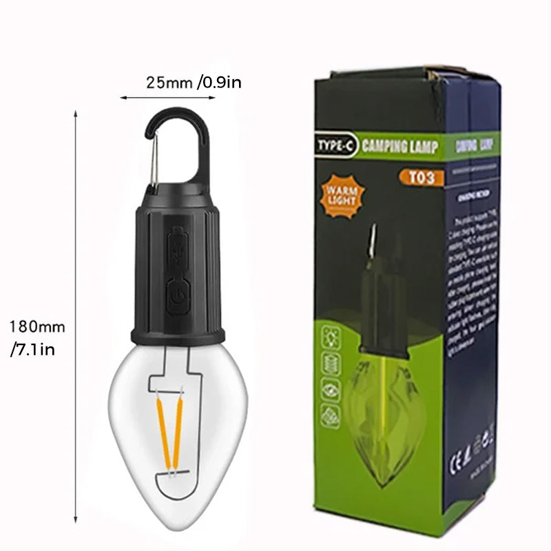 BowLift | New Outdoor Camping Hanging Type-C Charging Retro Light Bulb
