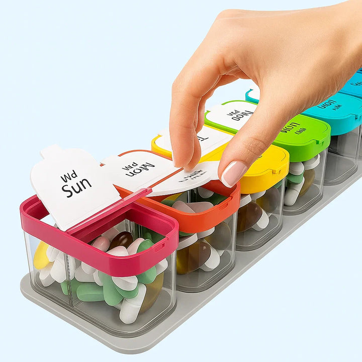 Large 7-Day Case – Moisture-Proof BPA-Free Compartments – Ideal for Seniors & Carers Bowlift