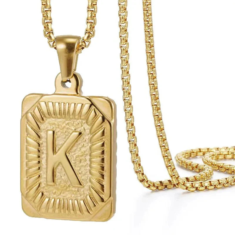 BowLift | Textured Rectangle Letter Initial Necklace