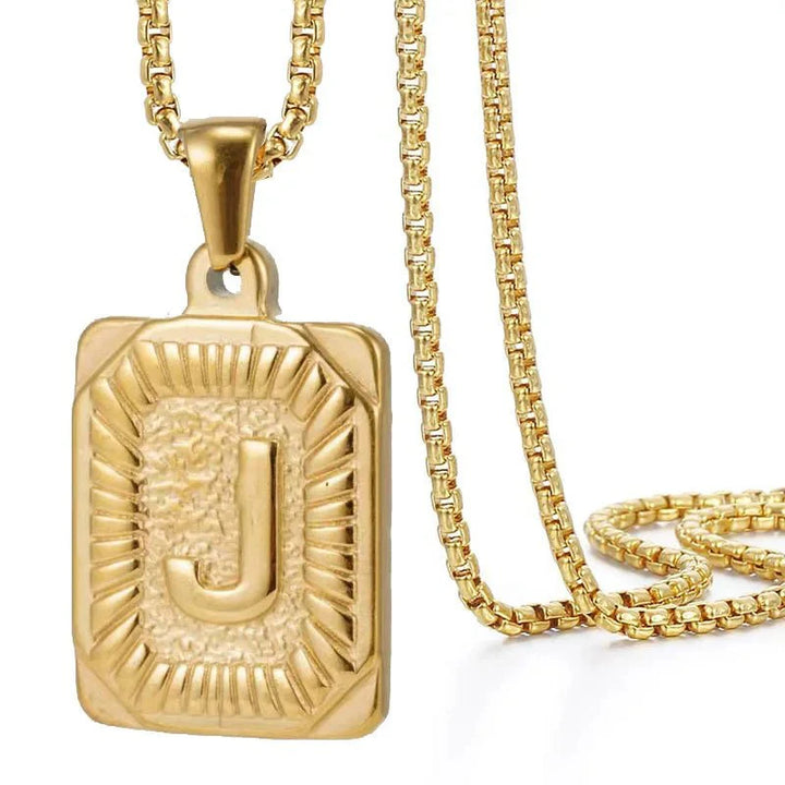 BowLift | Textured Rectangle Letter Initial Necklace