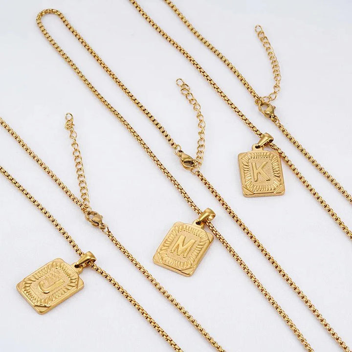 BowLift | Textured Rectangle Letter Initial Necklace