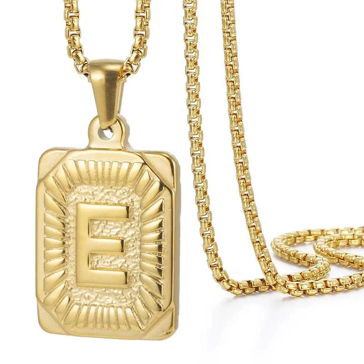 BowLift | Textured Rectangle Letter Initial Necklace