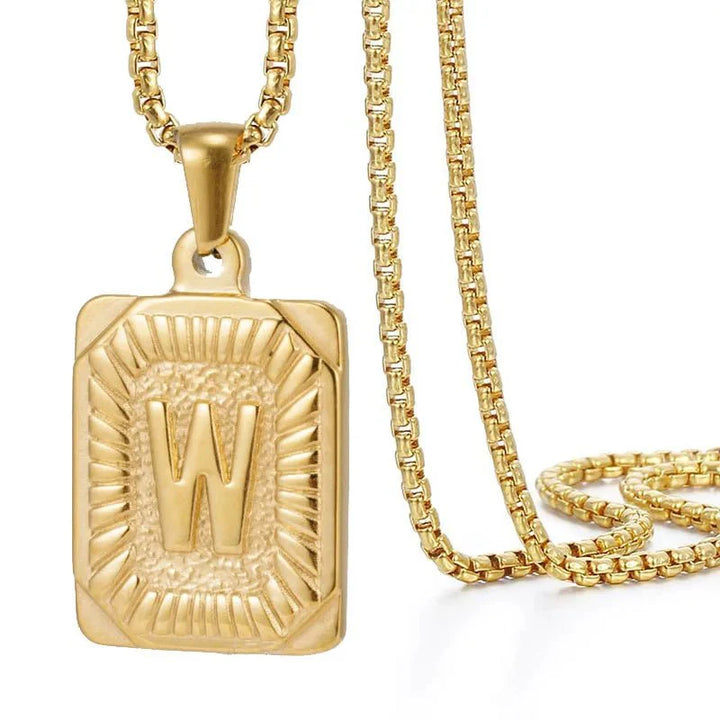 BowLift | Textured Rectangle Letter Initial Necklace