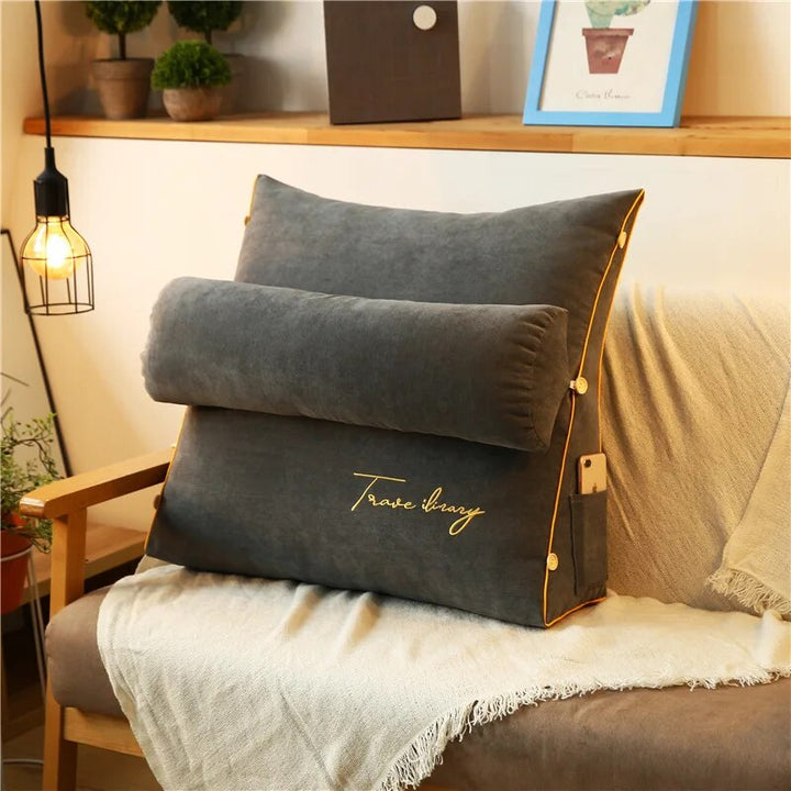 BowLift | Ergonomic Backrest Reading Pillow | Adjustable Neck Support, Removable Cover & Side Pockets for Comfort in Bed or Sofa