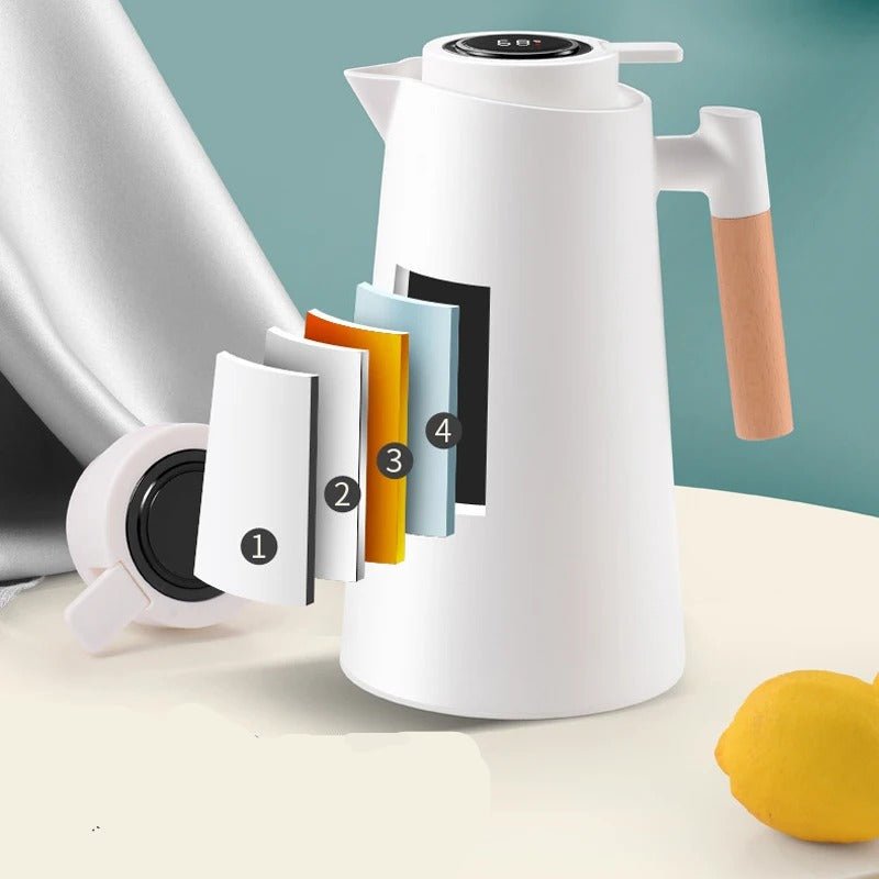 BowLift | ThermoWood – Smart Insulated Thermos Jug with Digital Temperature Display & Wooden Handle