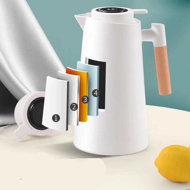 BowLift | ThermoWood – Smart Insulated Thermos Jug with Digital Temperature Display & Wooden Handle