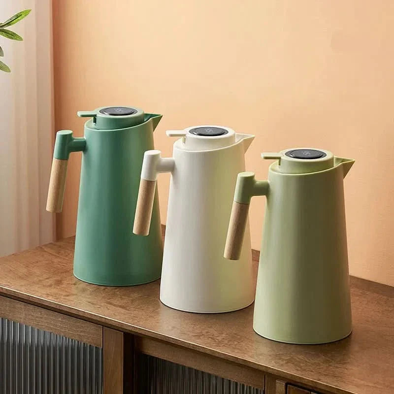 BowLift | Insulated Glass Thermo Jug – Temperature Display & Wood Handle