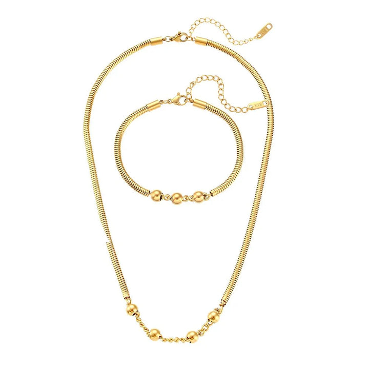 BowLift | Thick Snake Chain Beaded Necklace and Bracelet Set