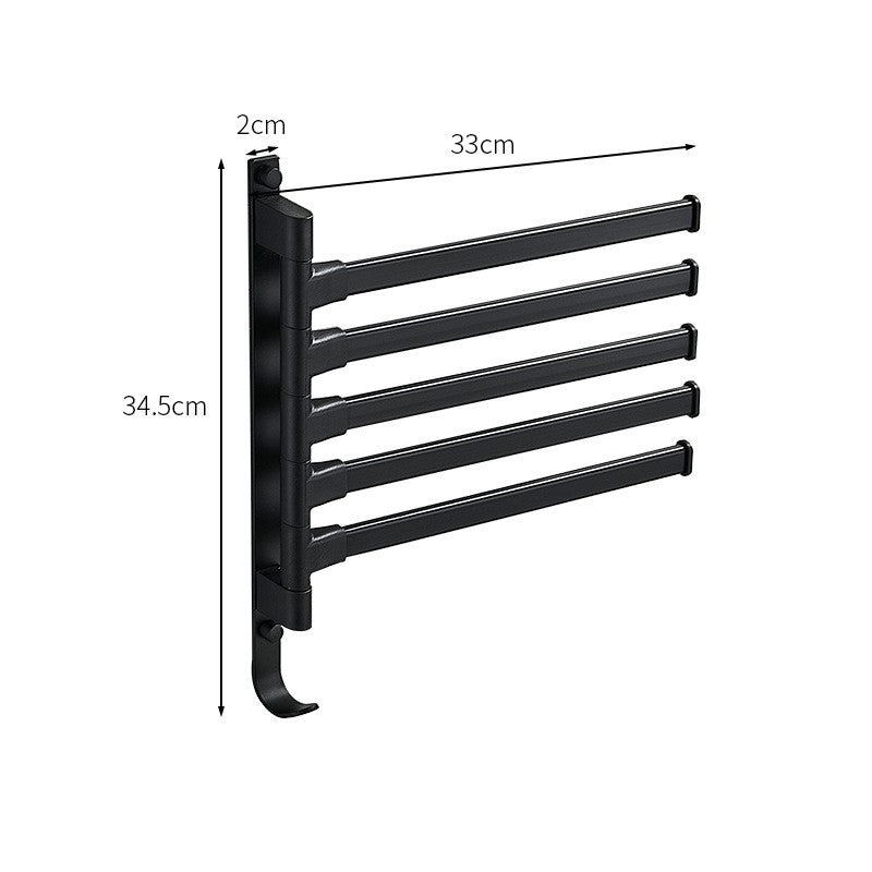BowLift | Tidyrack 5-Arm Towel Organizer – Modern Space-Saving Wall Rack in Matte Black for Stylish Bathroom Storage