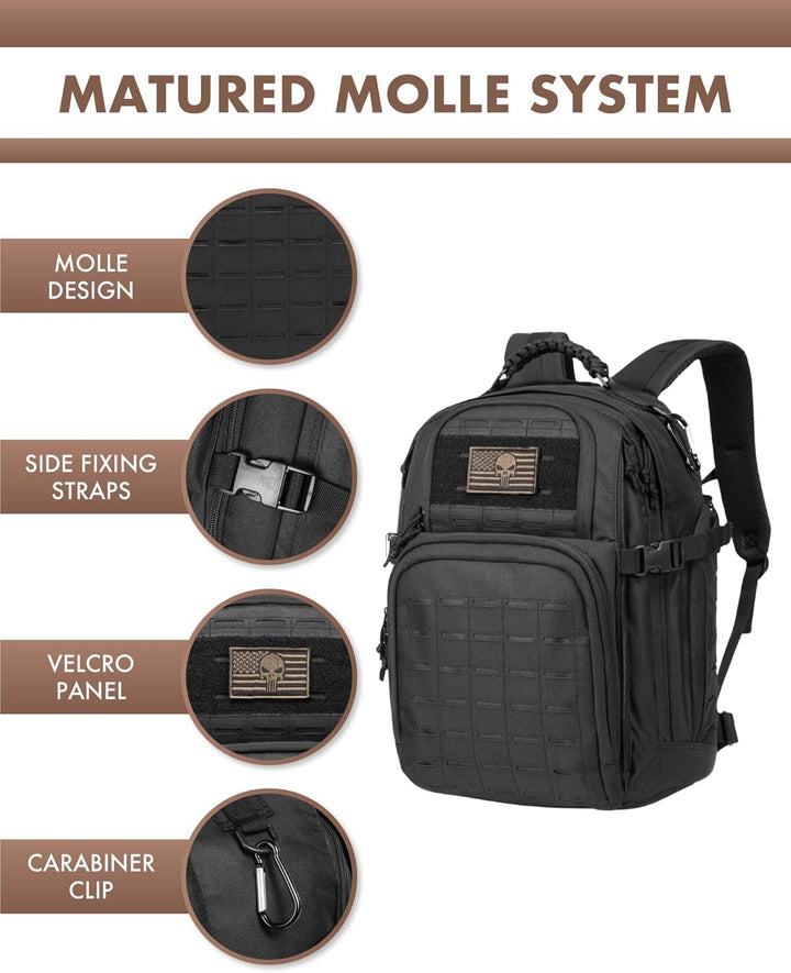 35L Outdoor Tactical Backpack with Molle System and Laptop Storage | Bowlift