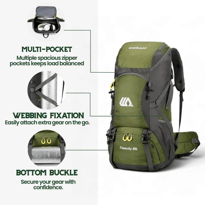 BowLift | TRAILPRO 50L – Hiking Backpack with Breathable Back & Smart Storage