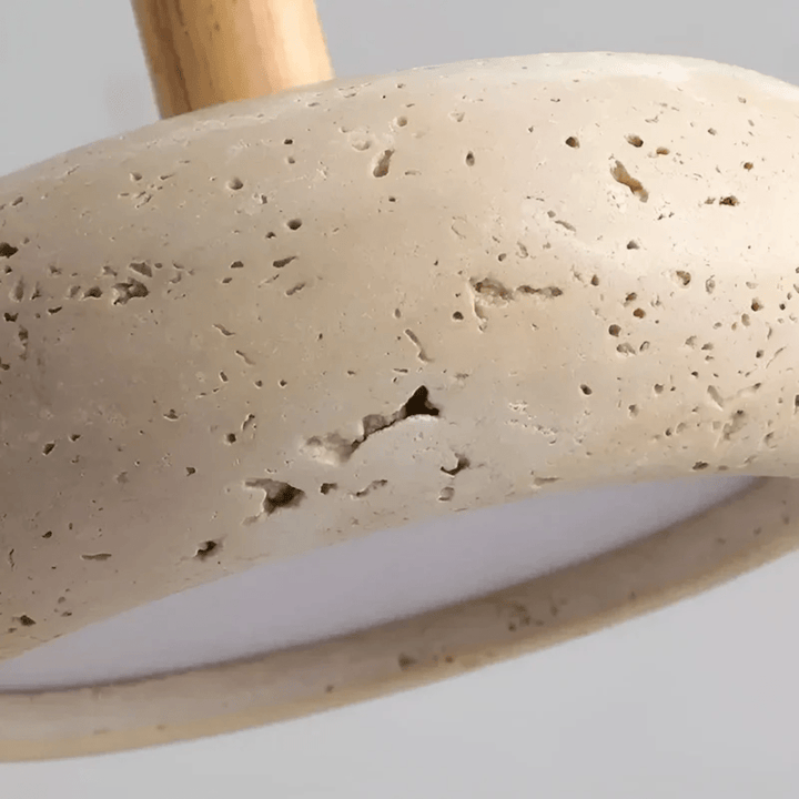 BowLift | TranquilHalo – LED Retro Ceiling Light in Stone & Wood