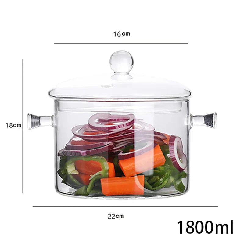 Transparent Glass Soup Pot Household Kitchen Cooking Saucepan Cookware | Bowlift