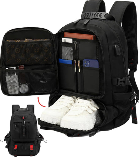 60L Waterproof Travel Laptop Backpack with USB Port & Shoe Compartment | Bowlift