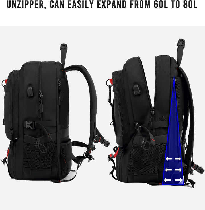 60L Waterproof Travel Laptop Backpack with USB Port & Shoe Compartment | Bowlift