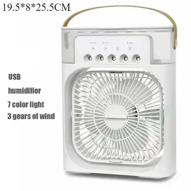 3-in-1 Portable Air Cooler with LED Lights – USB-Powered Desktop Fan, Humidifier & Night Light | Bowlift