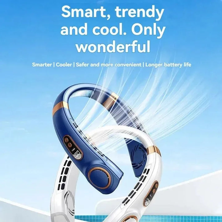 Portable Bladeless Halterneck Fan – USB Rechargeable, Silent, Hands-Free Cooling | Bowlift