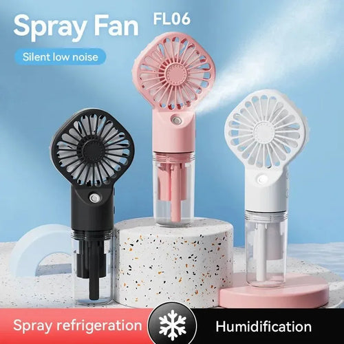 Portable Rechargeable Handheld Misting Fan - Battery Operated USB Mini Air Conditioner for Travel and Outdoor Use | Bowlift
