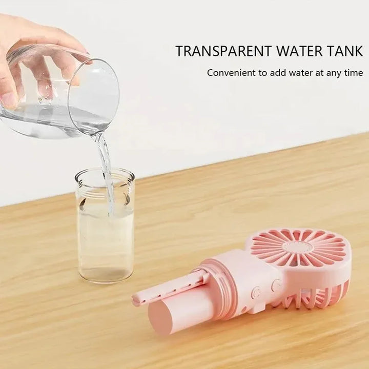 Portable Rechargeable Handheld Misting Fan - Battery Operated USB Mini Air Conditioner for Travel and Outdoor Use | Bowlift
